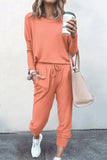 Purpdrank - Casual Solid Asymmetrical Solid Color O Neck Long Sleeve Two Pieces