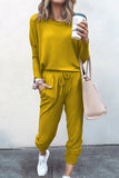 Purpdrank - Casual Solid Asymmetrical Solid Color O Neck Long Sleeve Two Pieces