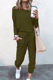 Purpdrank - Casual Solid Asymmetrical Solid Color O Neck Long Sleeve Two Pieces