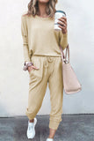 Purpdrank - Casual Solid Asymmetrical Solid Color O Neck Long Sleeve Two Pieces