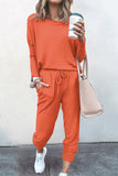 Purpdrank - Casual Solid Asymmetrical Solid Color O Neck Long Sleeve Two Pieces