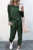 Purpdrank - Casual Solid Asymmetrical Solid Color O Neck Long Sleeve Two Pieces