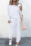 Purpdrank - Casual Solid Asymmetrical Solid Color O Neck Long Sleeve Two Pieces