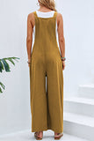 Purpdrank - Casual Vacation Solid Buttons Square Collar Loose Jumpsuits(10 Colors)