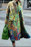 Purpdrank - Street Elegant Print Patchwork Turn-back Collar Outerwear