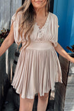 Purpdrank - Sexy Solid Fold V Neck Mini Dress Dresses