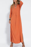 Purpdrank - Casual Solid Slit V Neck A Line Dresses