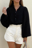 Purpdrank - Elegant Simplicity Solid Buckle Mandarin Collar Tops