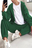 Purpdrank - Casual Solid Zipper Hooded Collar Long Sleeve Two Pieces