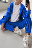 Purpdrank - Casual Solid Zipper Hooded Collar Long Sleeve Two Pieces