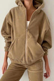 Purpdrank - Casual Solid Zipper Hooded Collar Long Sleeve Two Pieces