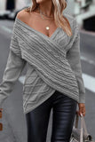 Purpdrank - Casual Solid Cross Straps Asymmetrical V Neck Tops