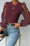 Purpdrank - Elegant Solid Patchwork O Neck Tops