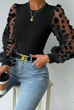 Purpdrank - Elegant Solid Patchwork O Neck Tops