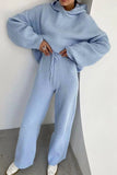 Purpdrank - Casual Solid Draw String Hooded Collar Long Sleeve Two Pieces