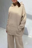 Purpdrank - Casual Solid Draw String Hooded Collar Long Sleeve Two Pieces