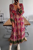 Purpdrank - Casual Bohemian Floral Fold V Neck Printed Dresses