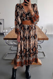 Purpdrank - Casual Bohemian Floral Fold V Neck Printed Dresses