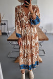 Purpdrank - Casual Bohemian Floral Fold V Neck Printed Dresses