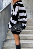 Purpdrank - Casual Striped Patchwork Turtleneck Long Sleeve Dresses