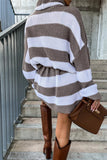 Purpdrank - Casual Striped Patchwork Turtleneck Long Sleeve Dresses