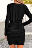 Purpdrank - Sexy Party Solid Fold Sequined Scarf Collar Wrapped Skirt Dresses