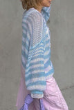 Purpdrank - Casual Striped Patchwork O Neck Tops