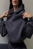 Purpdrank - Casual Simplicity Solid Patchwork Hooded Collar Long Sleeve Two Pieces