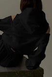 Purpdrank - Casual Simplicity Solid Patchwork Hooded Collar Long Sleeve Two Pieces