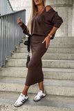 Purpdrank - Casual Simplicity Solid Patchwork Hooded Collar Long Sleeve Two Pieces