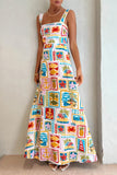 Purpdrank - Sexy Vacation Print Contrast Square Collar Printed Dress Dresses