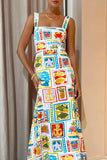 Purpdrank - Sexy Vacation Print Contrast Square Collar Printed Dress Dresses
