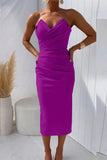 Purpdrank - Sexy Formal Solid Fold V Neck Evening Dresses
