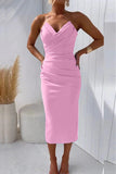 Purpdrank - Sexy Formal Solid Fold V Neck Evening Dresses