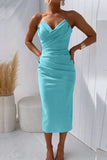 Purpdrank - Sexy Formal Solid Fold V Neck Evening Dresses