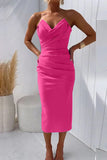 Purpdrank - Sexy Formal Solid Fold V Neck Evening Dresses
