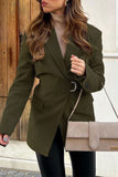 Purpdrank - British Style College Solid Patchwork With Belt Turn-back Collar Outerwear