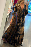 Purpdrank - College Leopard Printing V Neck Printed Dress Dresses