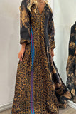 Purpdrank - College Leopard Printing V Neck Printed Dress Dresses