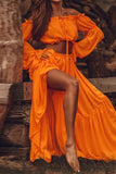 Purpdrank - Sexy Vacation Solid Frenulum Off the Shoulder Long Sleeve Two Pieces