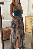 Purpdrank - Elegant Floral Backless Square Collar Sling Dress Dresses