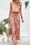 Purpdrank - Casual Floral Backless Square Collar Jumpsuits