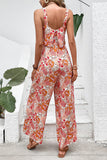 Purpdrank - Casual Floral Backless Square Collar Jumpsuits