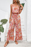 Purpdrank - Casual Floral Backless Square Collar Jumpsuits