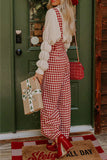 Purpdrank - Casual Plaid Pocket U Neck Loose Jumpsuits