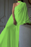 Purpdrank - Casual Simplicity Solid Asymmetrical Halter Irregular Dress Dresses
