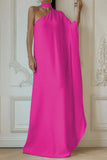 Purpdrank - Casual Simplicity Solid Asymmetrical Halter Irregular Dress Dresses