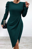 Purpdrank - Elegant Solid Slit Asymmetrical O Neck Irregular Dress Dresses