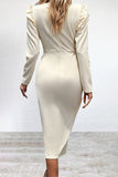 Purpdrank - Elegant Solid Slit Asymmetrical O Neck Irregular Dress Dresses
