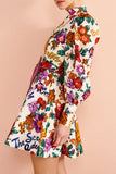 Purpdrank - Elegant Floral Bandage Half A Turtleneck Printed Dress Dresses